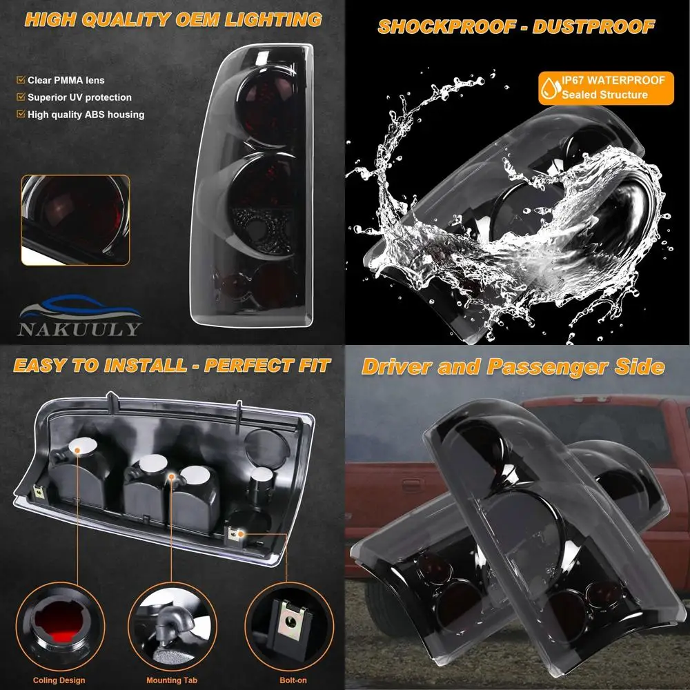 1999-2006 تشيفي سيلفرادو 1500 2500 3500 أضواء خلفية سوداء/دخان للسائق والراكب