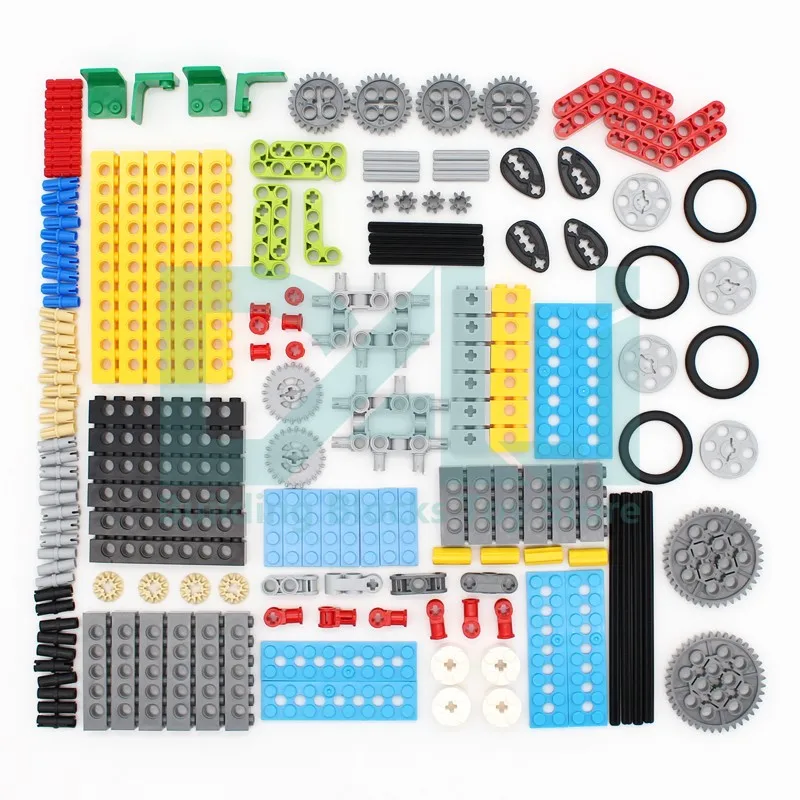182Pcs MOC Parts Technolog Brick Plate Pin Gear Connector Liftarm Axle Wedge Belt Wheel Building Blosk DIY Creativity Toy