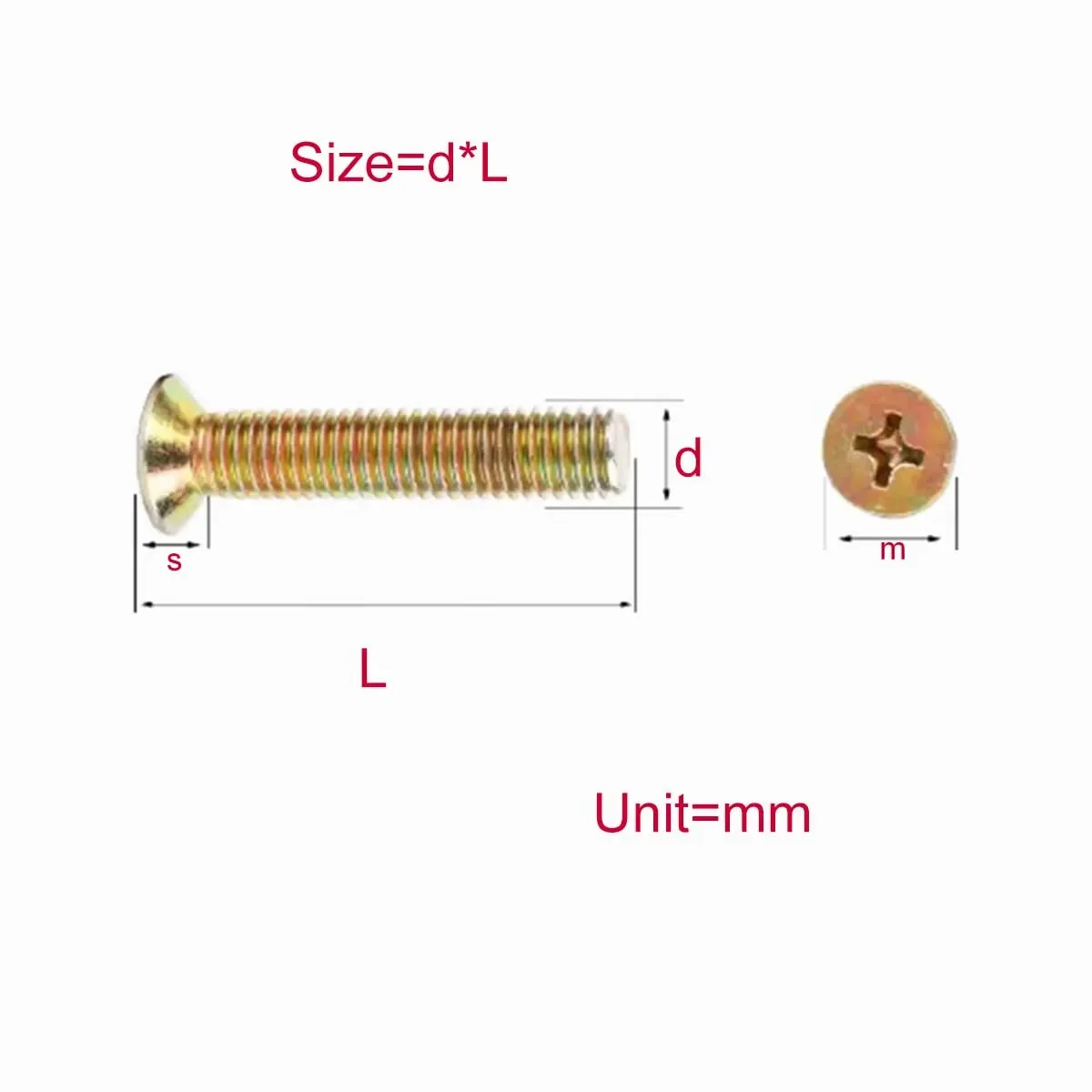 Colored Galvanized Cross Countersunk Head Screw M3M4M5M6M8