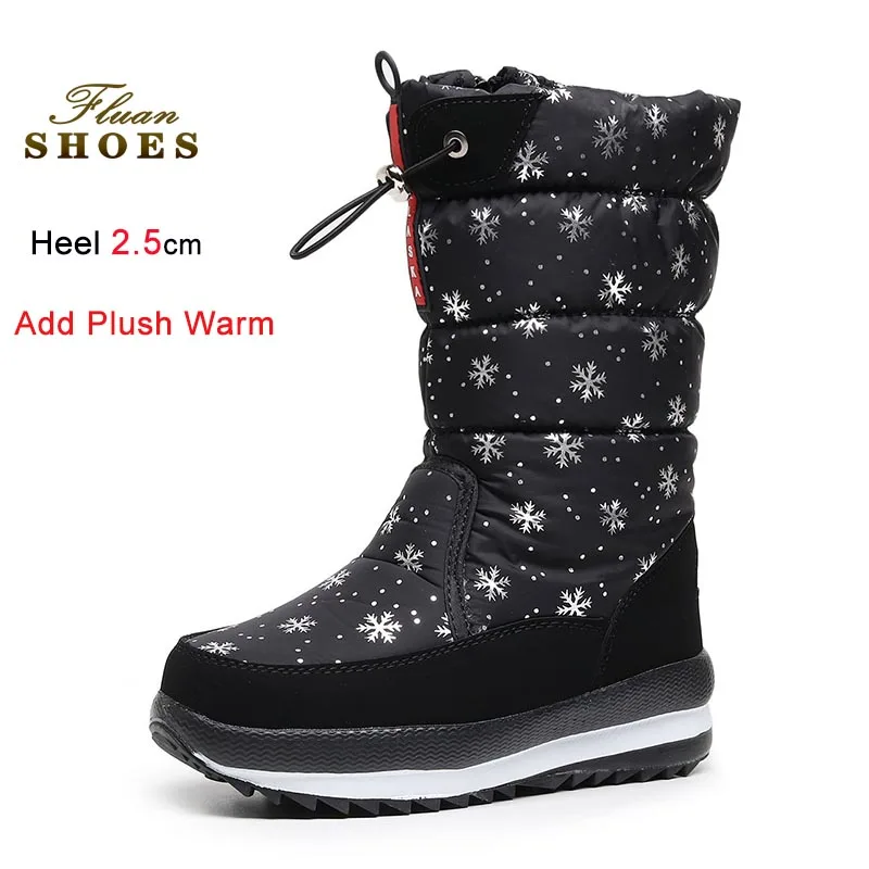 2025 جديد الشتاء حذاء الثلج عالي الرقبة دافئ النساء عدم الانزلاق وحيد في الهواء الطلق منتصف العجل الأحذية الجانب سستة سميكة أفخم سميكة سوليد السيدات الأحذية #6