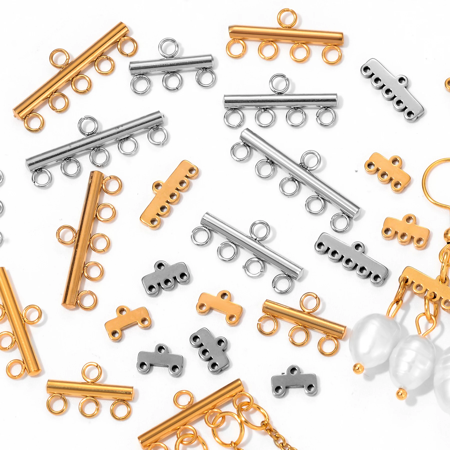 20 Stück/Set Edelstahl-Kettenverschlüsse mit 5 Schlaufen für Halsketten, Armbänder, Ohrringe, Ketten und DIY-Schmuckherstellung – Detail 6