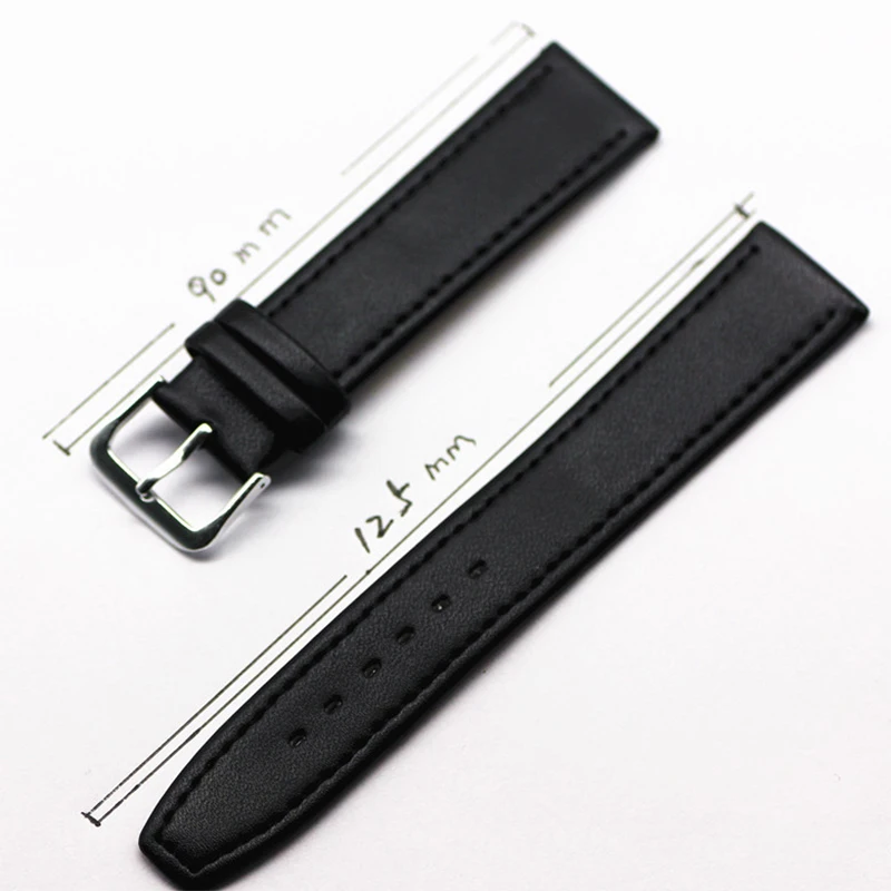 Soft Watch Strap 10mm 12mm 14mm 16mm 18mm 20mm 22mm Black Brown Leather Watch Accessories Solid Buckle Men Women Watch Band