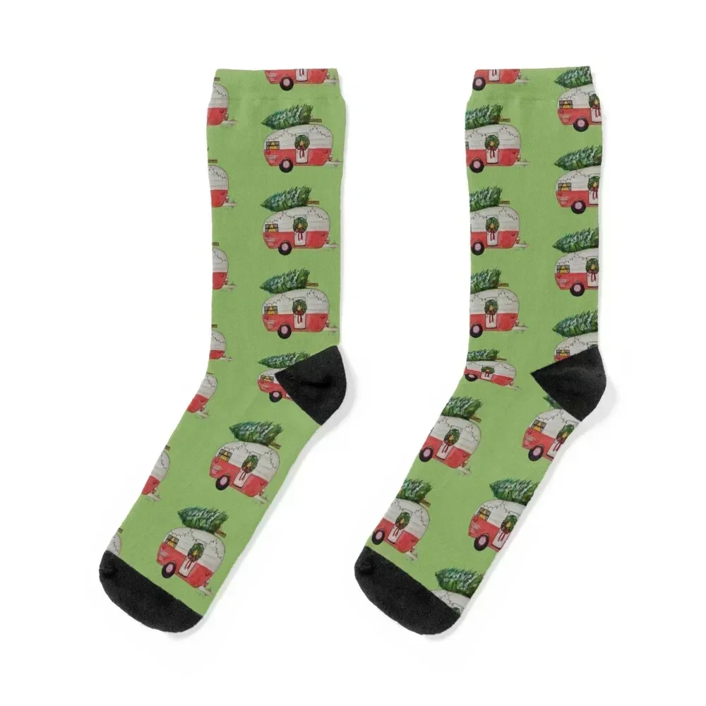 Home for the Holidays - Vintage camper Socks cycling compression floral luxury Socks For Women Men's
