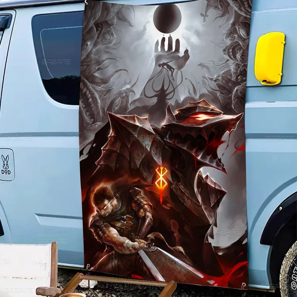 Anime B-Berserk High End Quality Banner Printing Artistic Atmosphere Style Camping Flag