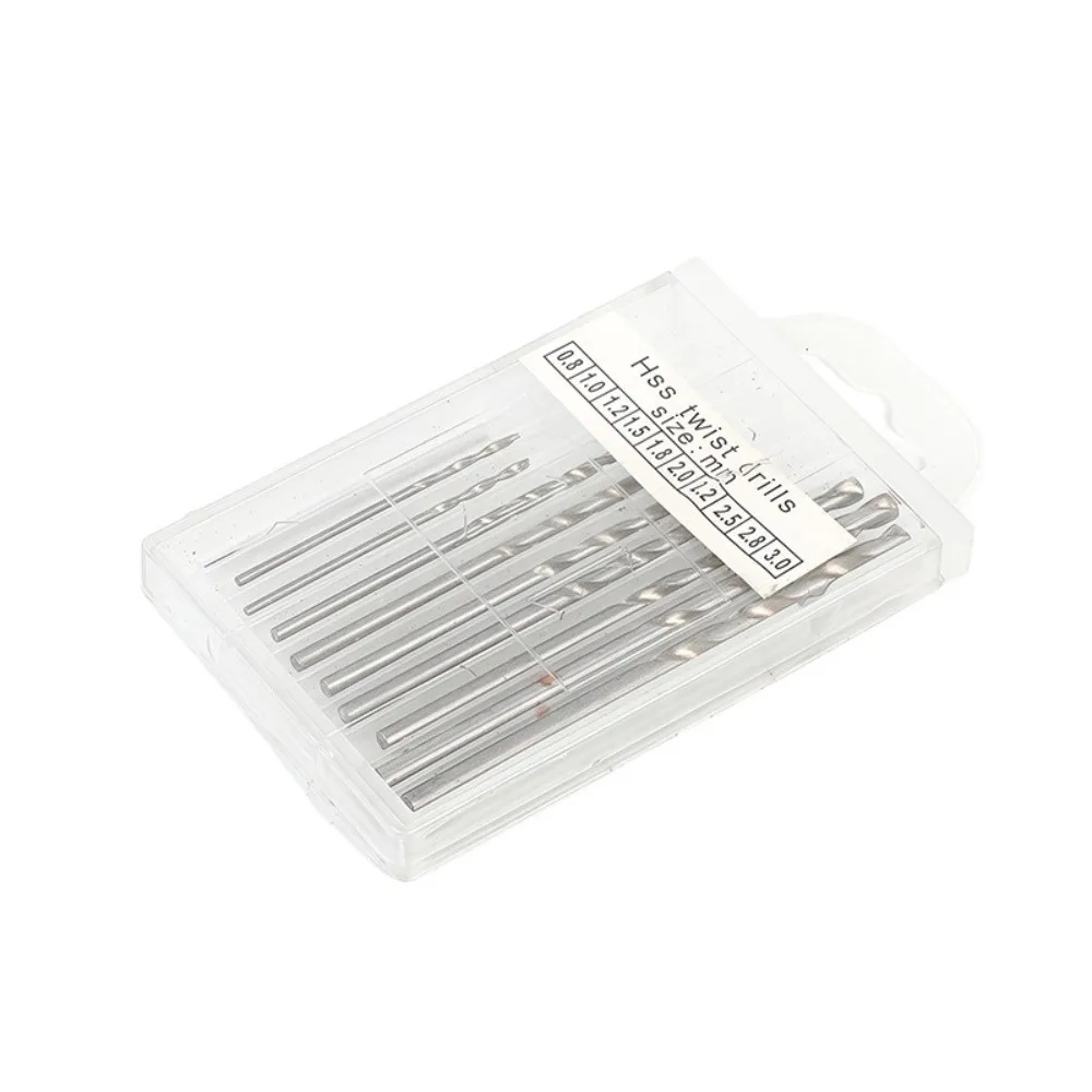 20pcs High Speed Steel Twist Drill Bits Straight Shank 0.8-3mm Size Range Hand Drill Bits Different Sizes