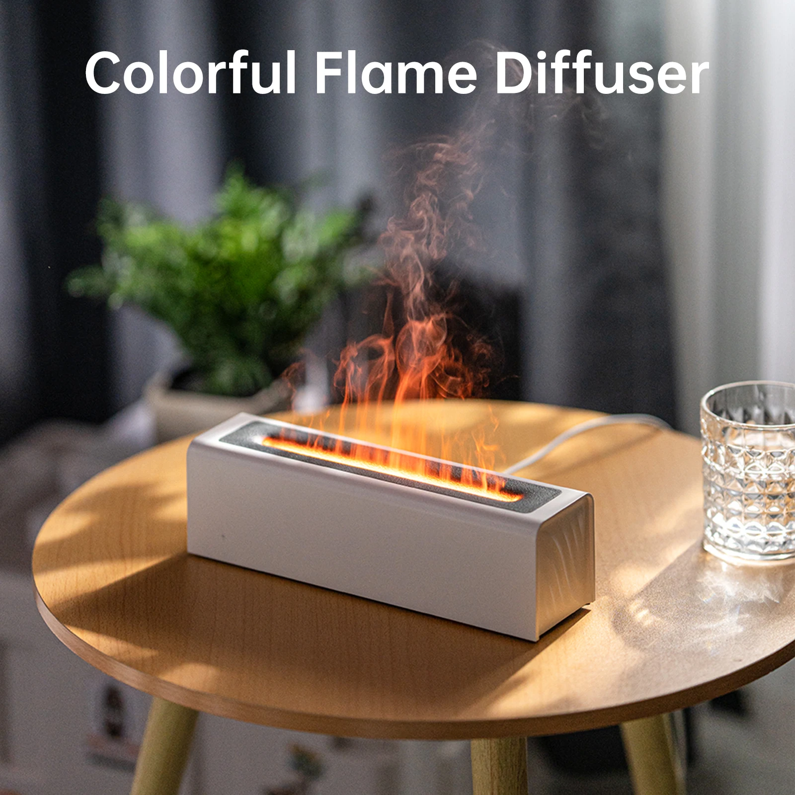 Vissko New RGB Flame Aroma diffusore umidificatore USB Desktop simulazione luce aromaterapia purificatore d\'aria per camera da letto con 7 colori