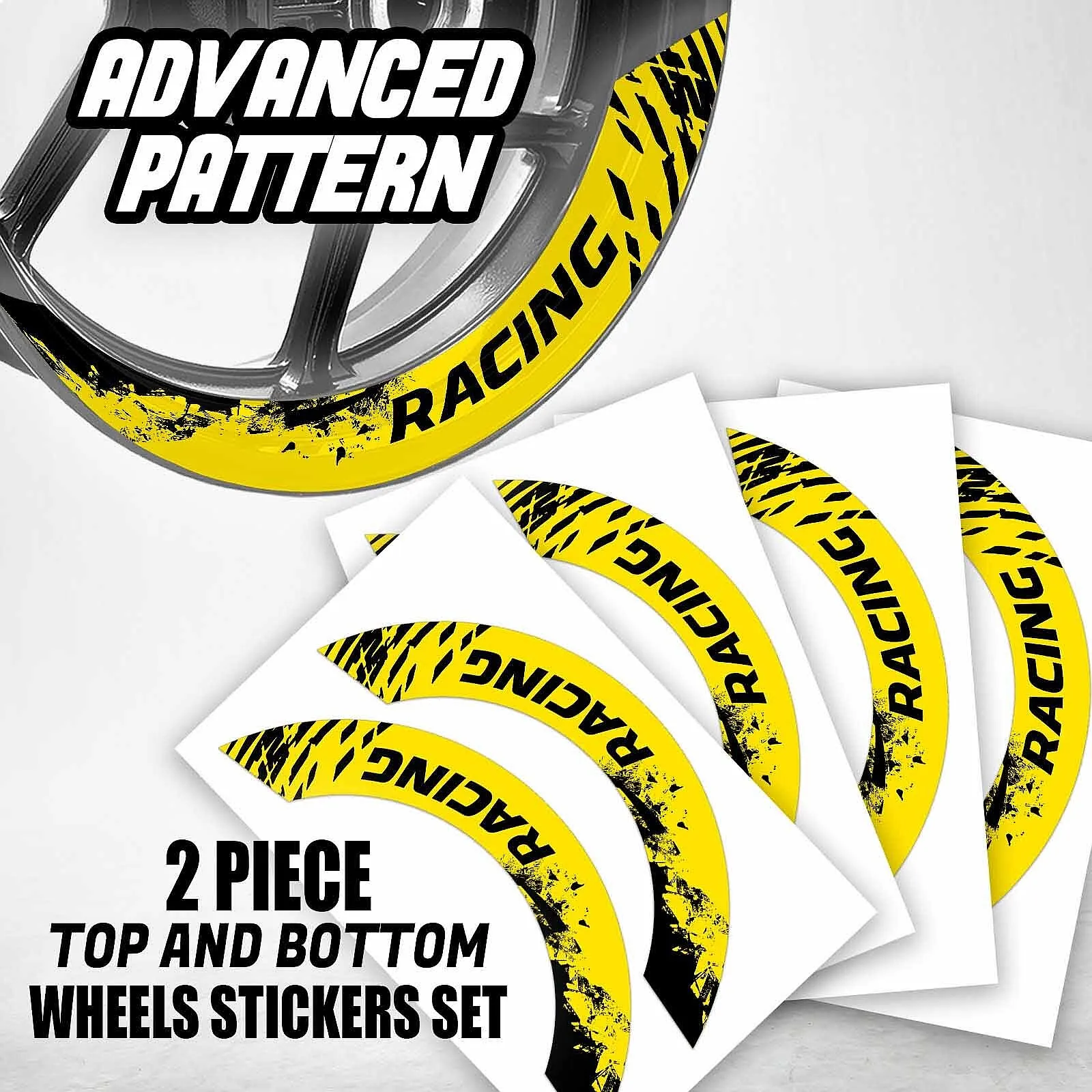 S08B Yellow 2-Piece Rim Decals Wheel Stickers For FJR1300 2012-2026