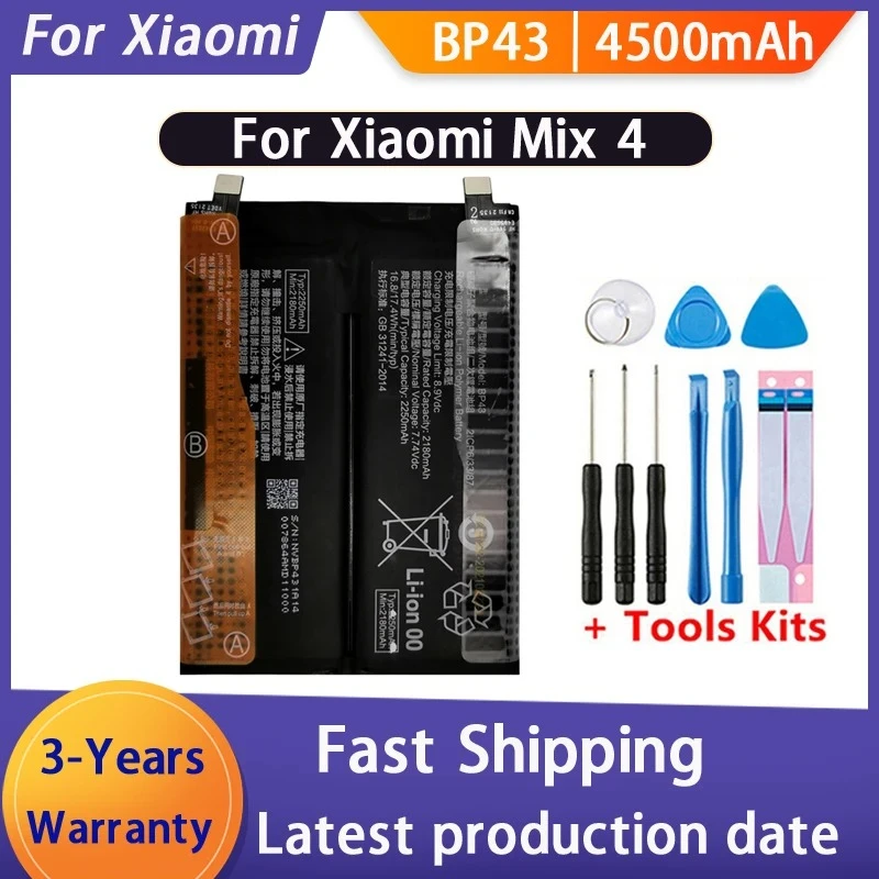 NEW BP43 4500mAh Battery For Xiaomi Mix4 Mi Mix 4 Phone Replacement Batteries Bateria Batterij+ Free Tools