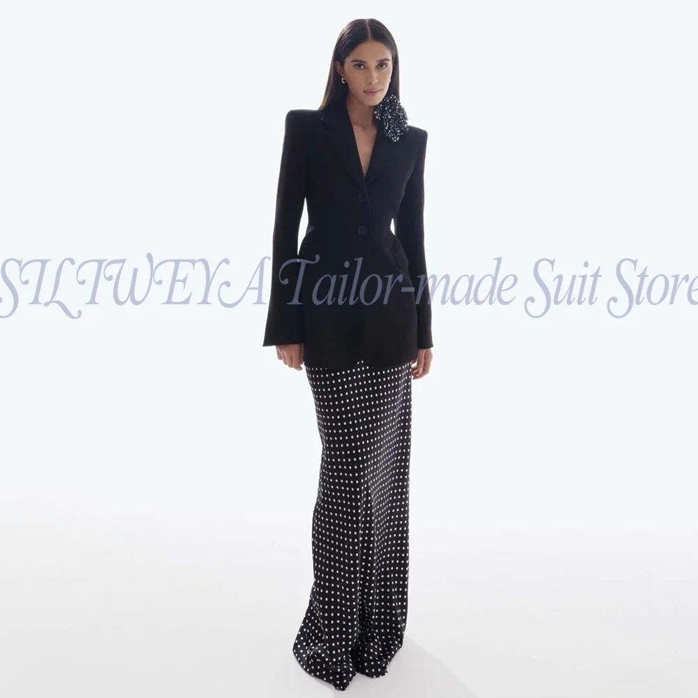 

Elegant Female Suits Black Full Set Chic Women Clothing 2 Pieces Jacket Skirt Luxury High-end Banquet Custom Conjuntos De Mujer