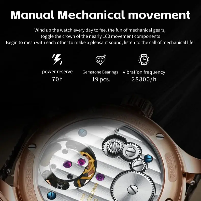 OUPINKE 8002 Tourbillon Automatic Watch for Men Swiss Certification Sapphire Mirror Leather Strap Waterproof Man Hand Clock NEW