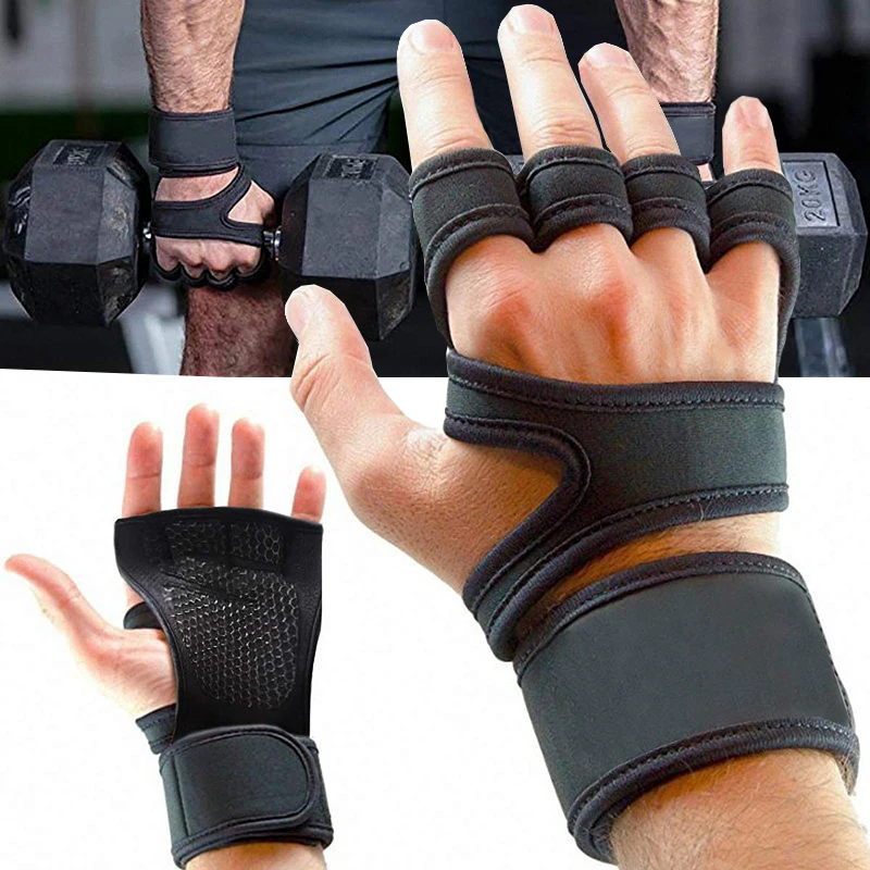 1Pair Weight Lifting Training Gloves Women Men Fitness Sports Body Building Gymnastics Grips Gym Hand Palm Protector Gloves