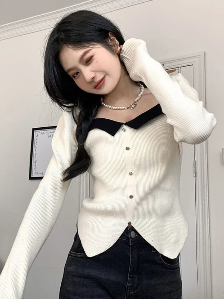 Pullovers Women Irregular Patchwork Ladies Korean Style Fashion Elegant Slim Autumn Casual Sweater Daily Simple All-match Basic