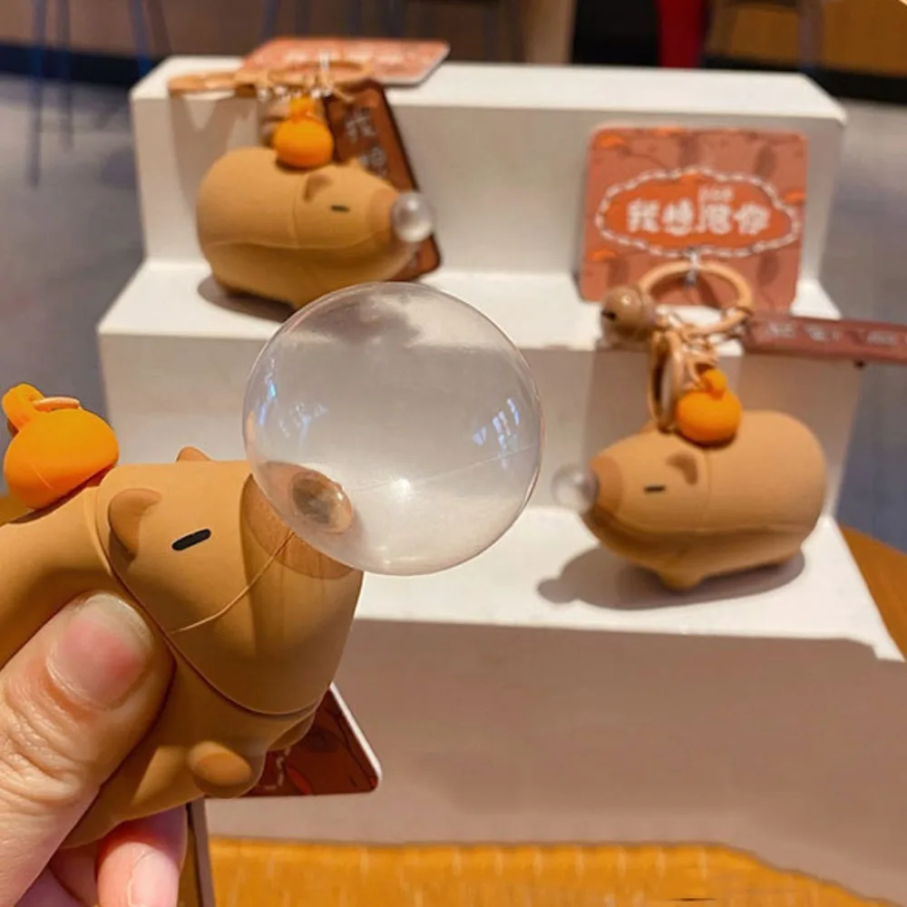 Squeeze Squeeze Capybara Keychain Keyring Capybara Bubble Capybara Pendant Creative Bubble Spitting Capybara Spitting Toys