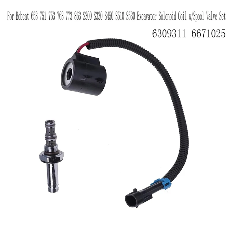 

W/Spool Valve Set 6309311 6671025 For Excavator Solenoid Coil For Bobcat 653 751 753 763 773 863 S300 S330 S450 S510 S530