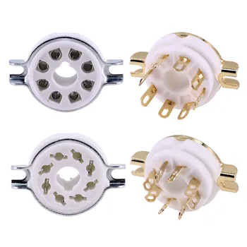 1PC Chassis Mount Ceramic K8A 8PIN Tube Socket Gold/Tin Plated For 6SN7 EL34 6CA7 KT88 5AR4 KT66 274B Tube Amplifier Audio