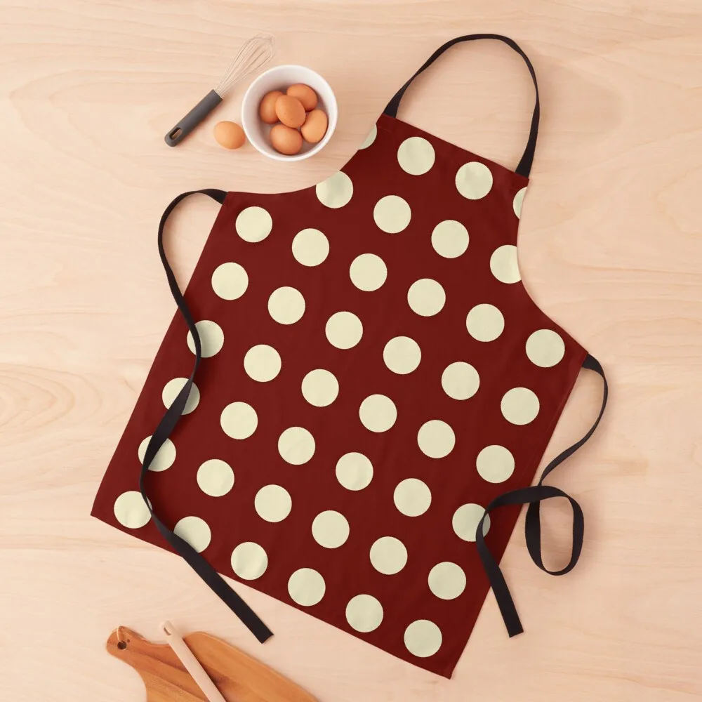 Burgundy and Cream Polka Dots Apron Women's Home Clothes For Girl Apron