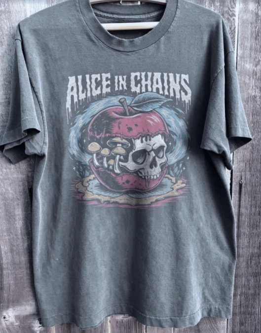 Herren Vintage Rock Grafik T-Shirt Modisches Vielseitiges Hochwertiges Design mit Giftapfel-Schädel-Pilz-Motiv 2026 – Detail 4