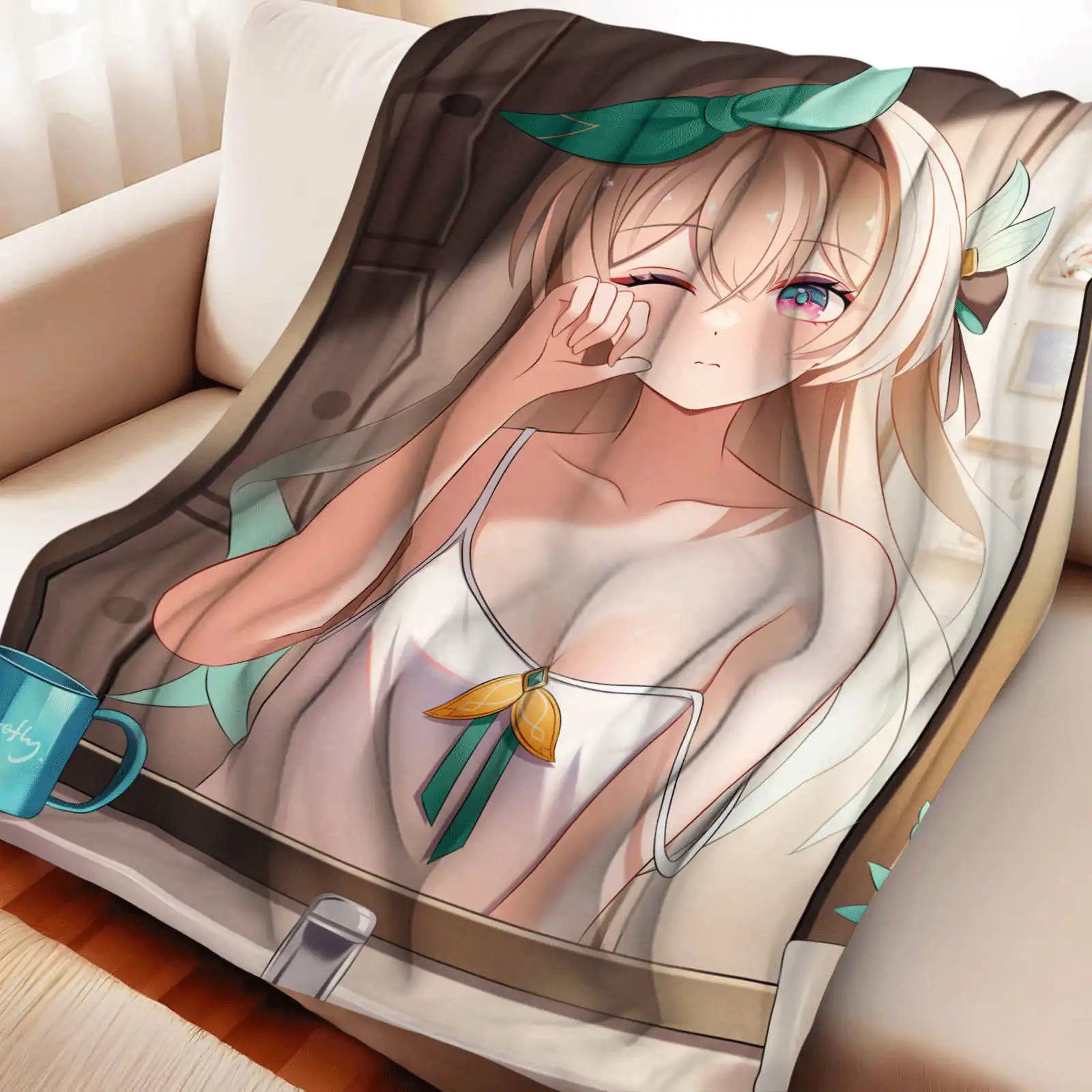 Lightweight Portable Anime Throw Blanket Vivid Firefly Dynamic Background Illustration Collectible Blanket