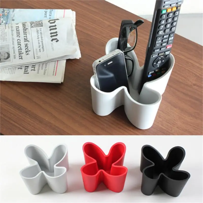 Desktop Organizer Holder Sturdy Four Leaf Grass Shape Dustproof Storage Box Remote Holder Remote Control Box