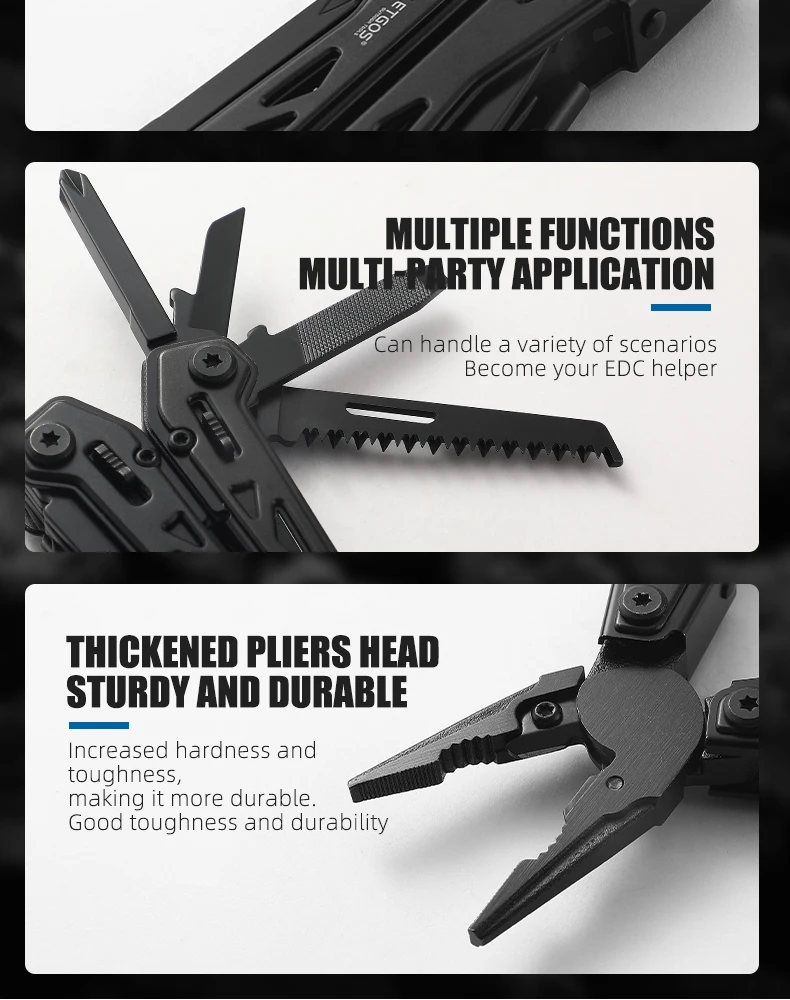 LETGOS Multitool Faltbare Zange Klappbare Schere mit Tasche Tägliche EDC-Ausrüstung Multifunktionale Werkzeuge für Camping, Überleben und Outdoor-Aktivitäten – Detail 18