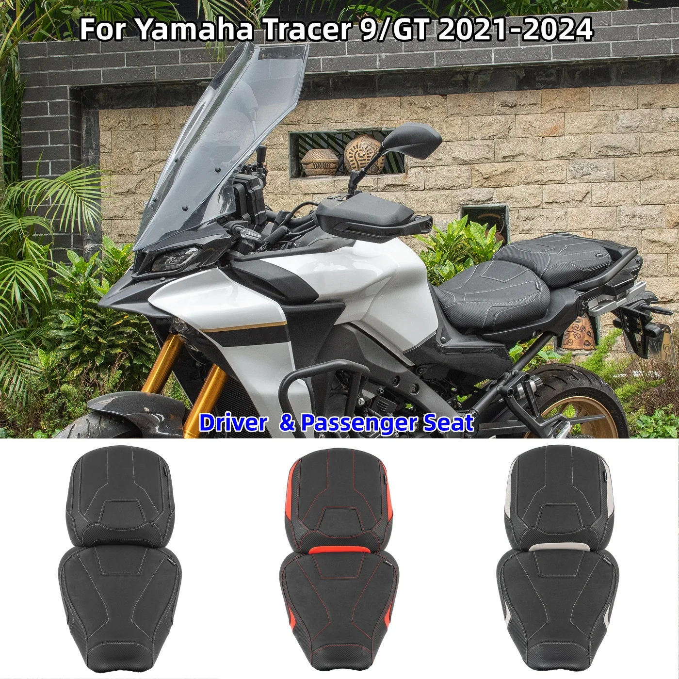 

Motorcycle For Tracer 9/GT Front Rear Passenger Seat Cushion Pillion Pad Rider Saddle Cushion For Yamaha Tracer 9/GT 2021-2024