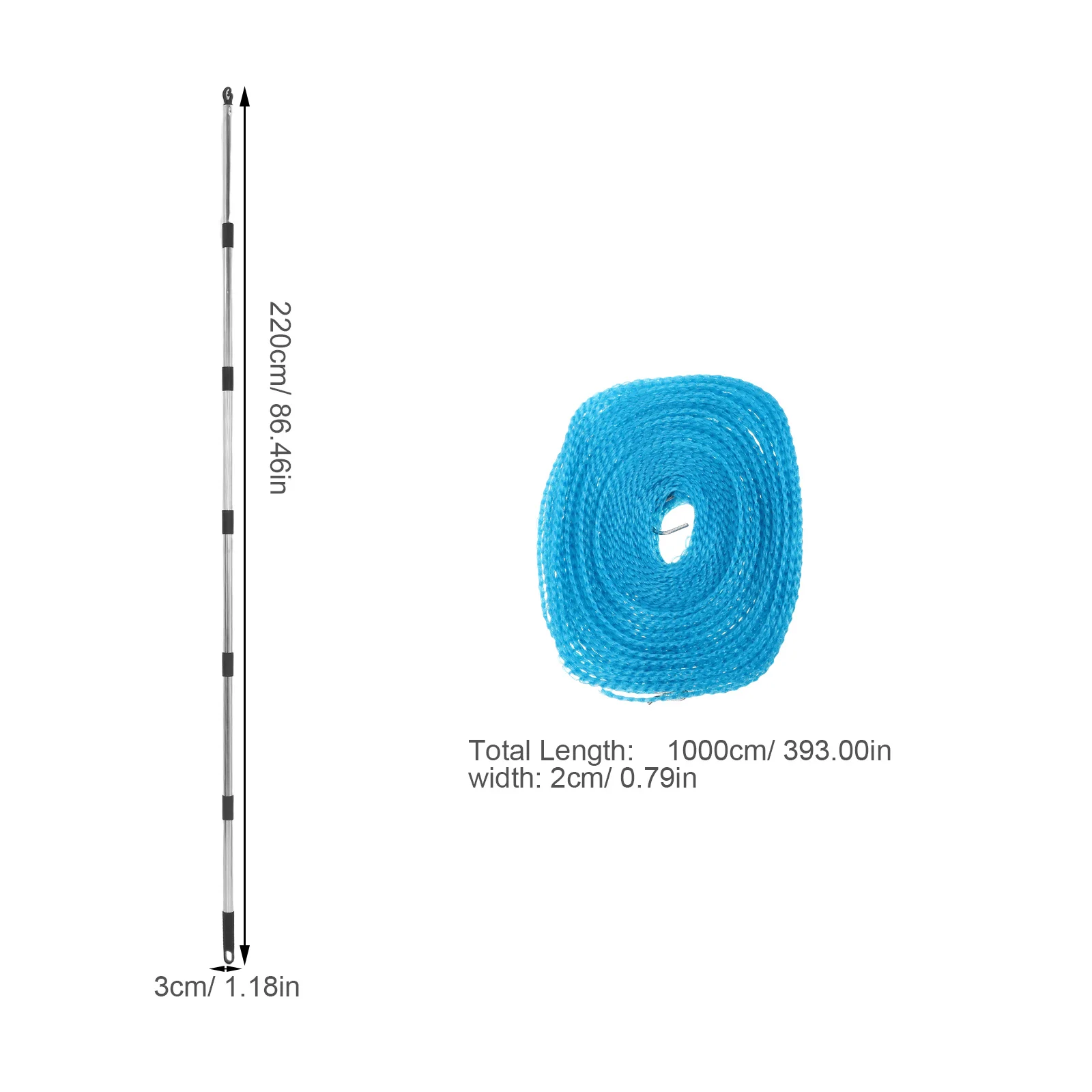 Set da asciugatura per esterni Stendibiancheria da campeggio portatile da viaggio Corda da 10 m con 12 picchetti per appendere facilmente, leggero e compatto