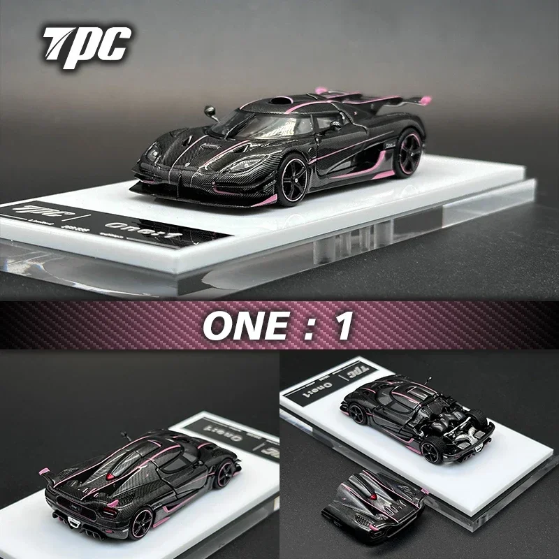 

TPC I 1:64 ONE Pink Gold Carbon Fiber Hood Stripe Opened Hood Diecast Car Model Collection Miniature Toys