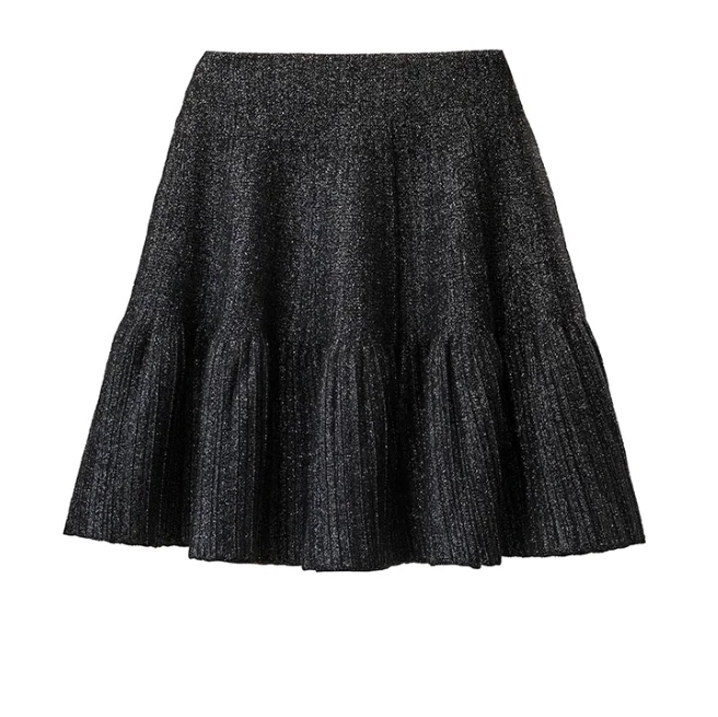 Womens Autumn 2025 New Fashion Korean High Waist Simple Knitted Skirt Loose and Versatile A-line Age Reduction Black Skirts