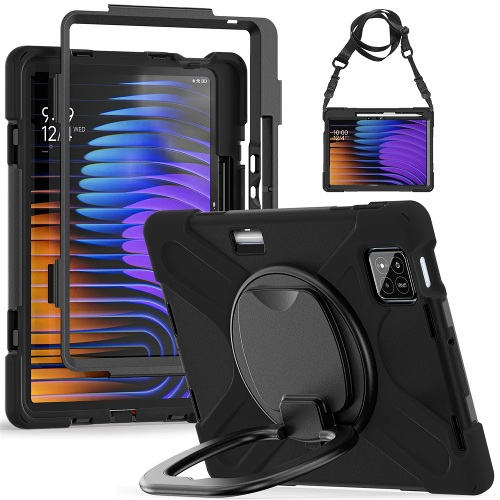 Shockproof Rugged Cover for Xiaomi Mipad 7 6 5 Pro 360 Rotatable Tablet Wristband Kids Armor Shockproof Cover for Xiaomi Mi Pad