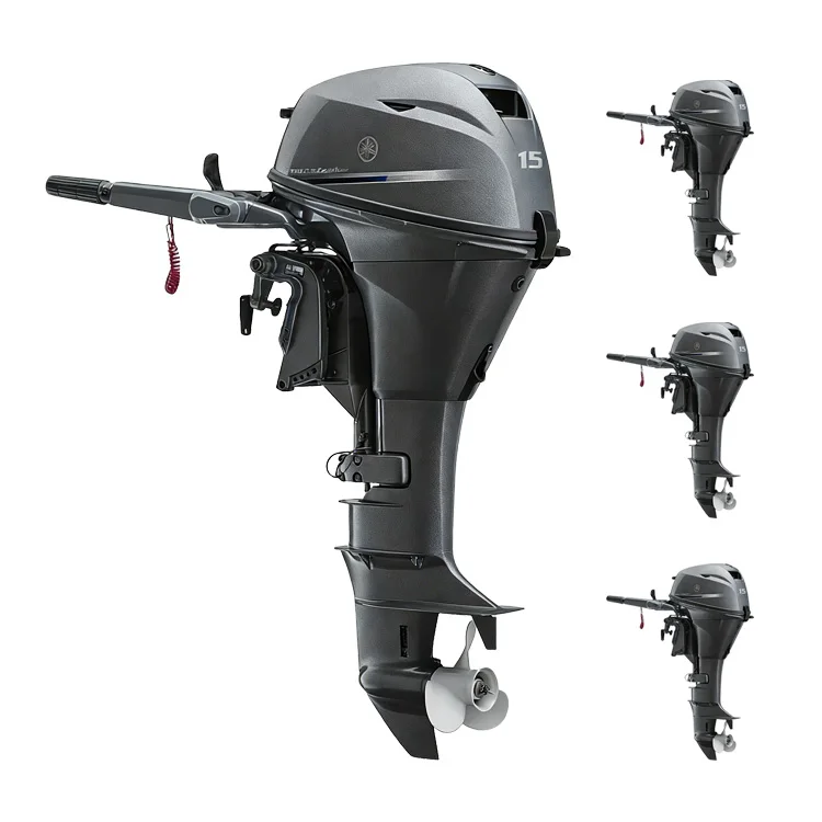 Small Marine Boat Outboard Motor 15HP 4-Stroke Engine with CDI Water Cooling 2 Cylinders Manual & Electric Start