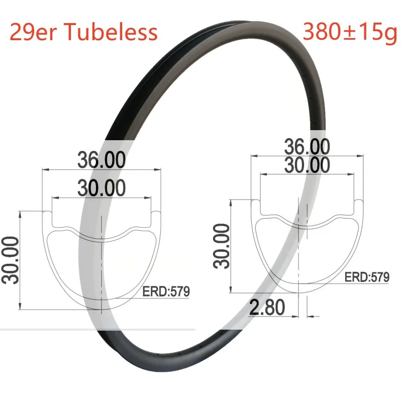 Ultra-Light 29er Mountain Bike 36mm Width 30mm Profile Carbon Fiber Rims Carbon MTB Rims