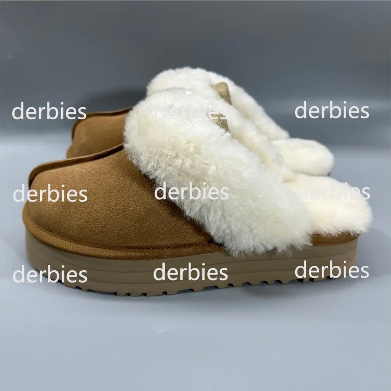 2024 Vrouwen Slippers Bont Glijbanen Klassieke Ultra Mini Platform Laarzen Tasman Wol Lederen Suède Wol Comfort Winter Designer Slofjes