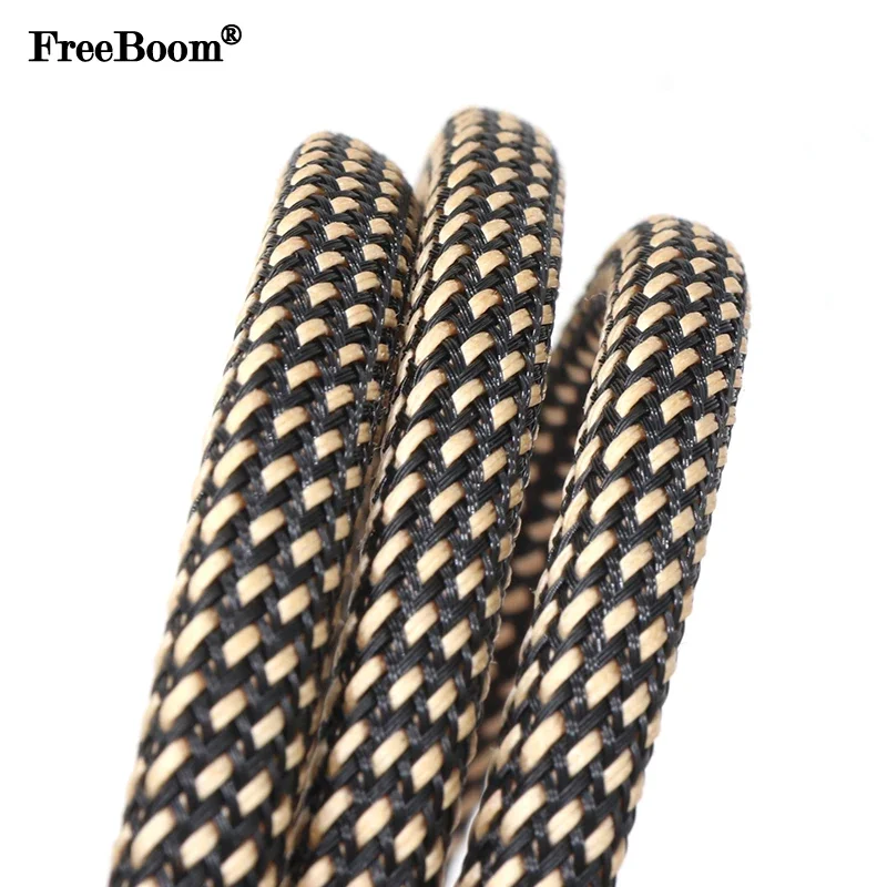 1~50m Gold-Black PET Braid Sleeve 2/4/6/8/10/12/14/16/20/40mm High Density Insulated Wire Protector Snake Skin Cable Wrap Sheath