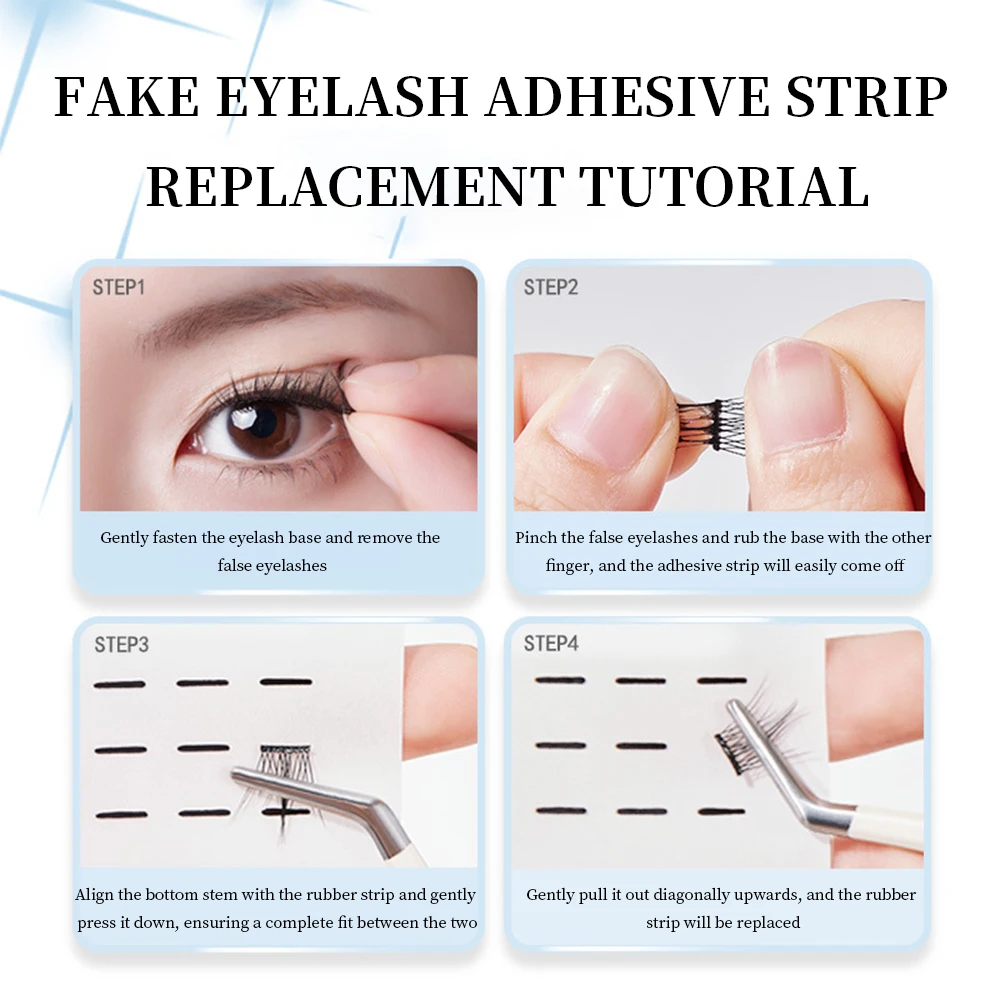 BQI 4mm&6mm False EyeLashes Glue Strips, Black Glue-Free Jelly Self-Adhesive Eyelashes Strips, False Eyelashes Makeup Tools