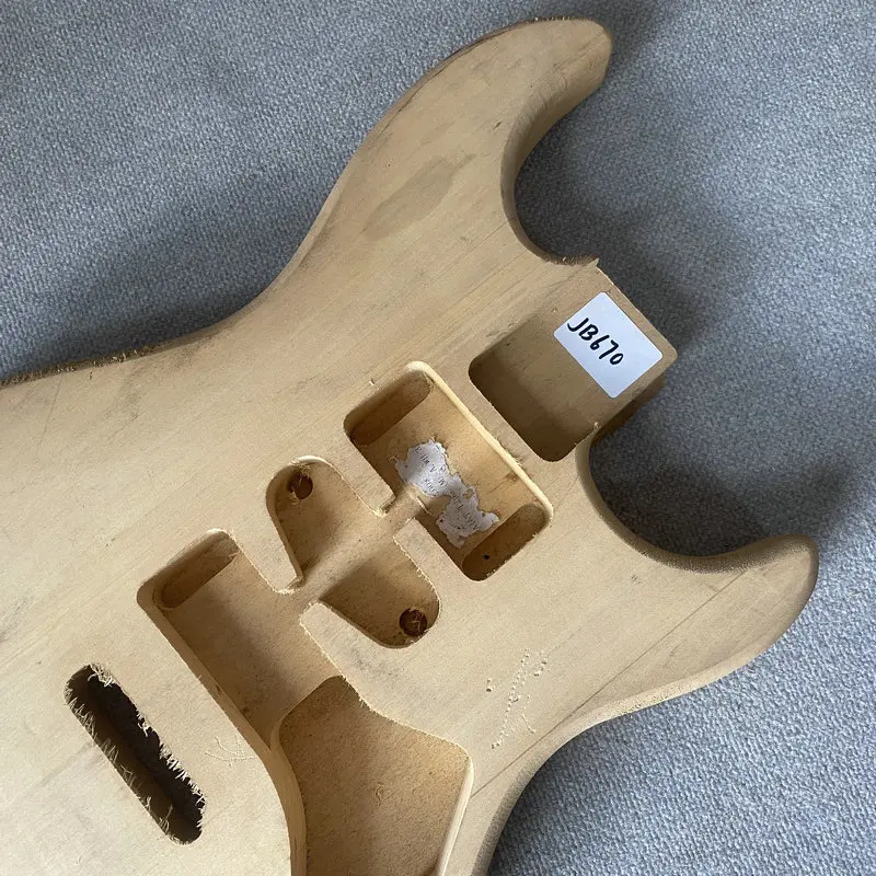 JB670 No Paints 6 String ST Electric Guitar Body HSH Pickups Tremolo Bridge Unfinished Natural Solid Basswood DIY Parts