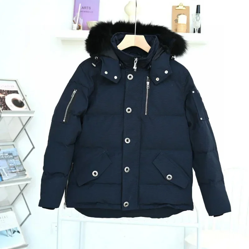 MO*SE KNUCKL*S Solid Color Windproof Crop Puffer Jacket Winter Thick Short Style 90% White Goose Down Jacket Mens Outerwear