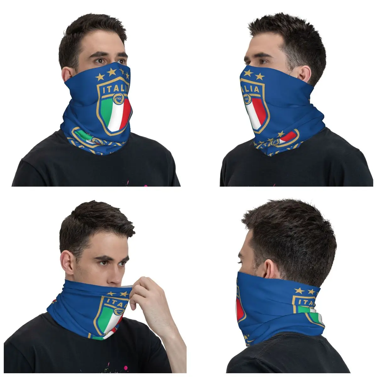 Italia Figc Bandana Neck Gaiter Printed World 4 Stars Soccer Football Wrap Scarf Headband Outdoor Sports Unisex Adult Windproof