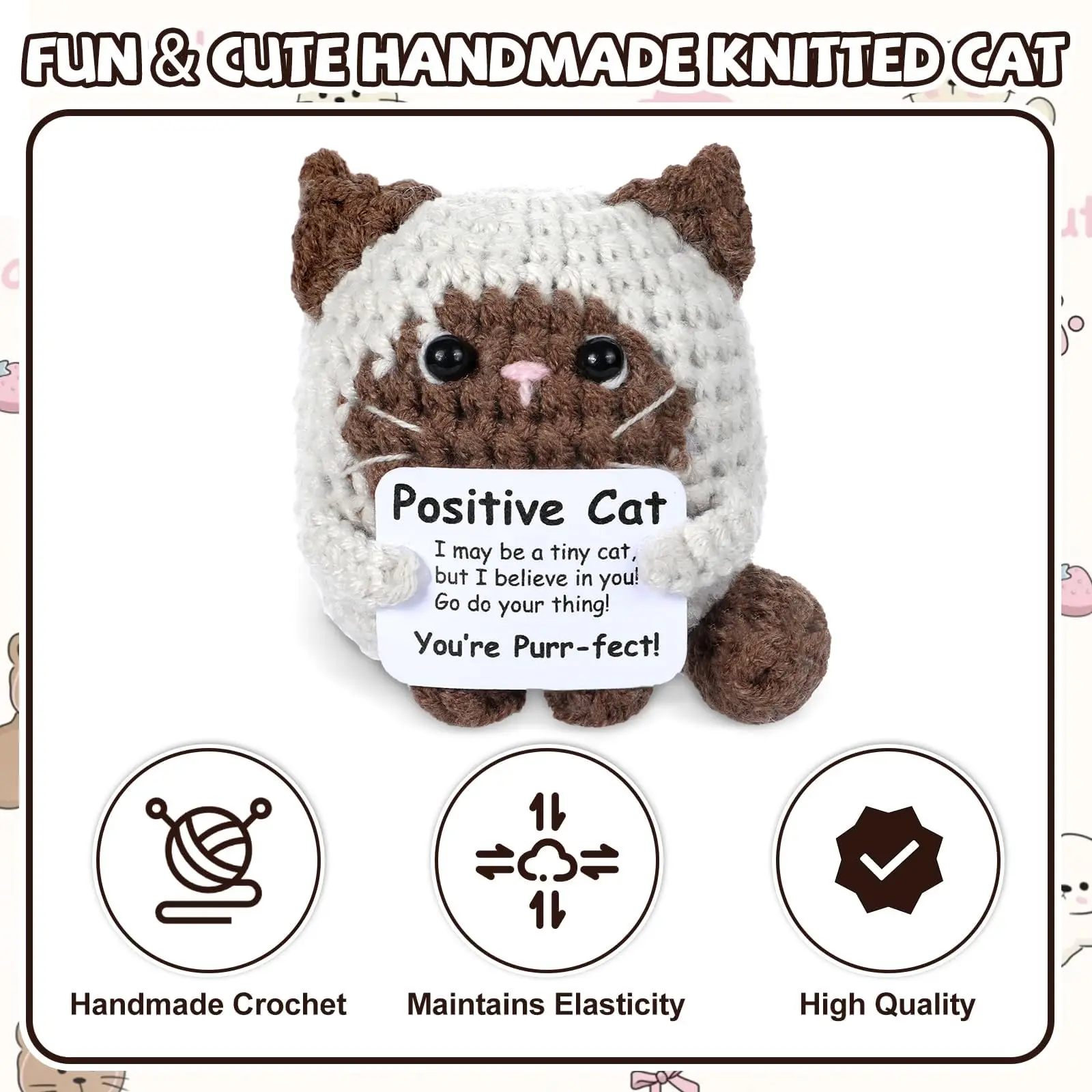 حيوانات كروشيه صغيرة إيجابية ورفعها، هدايا دعم عاطفي، صناعة يدوية، مع بطاقات متضمنة، هدايا كروشيه ملهمة لطيفة، مناسبة للنساء والرجال والأصدقاء والعائلة، زينة عيد الميلاد، هدايا عيد الميلاد. #6