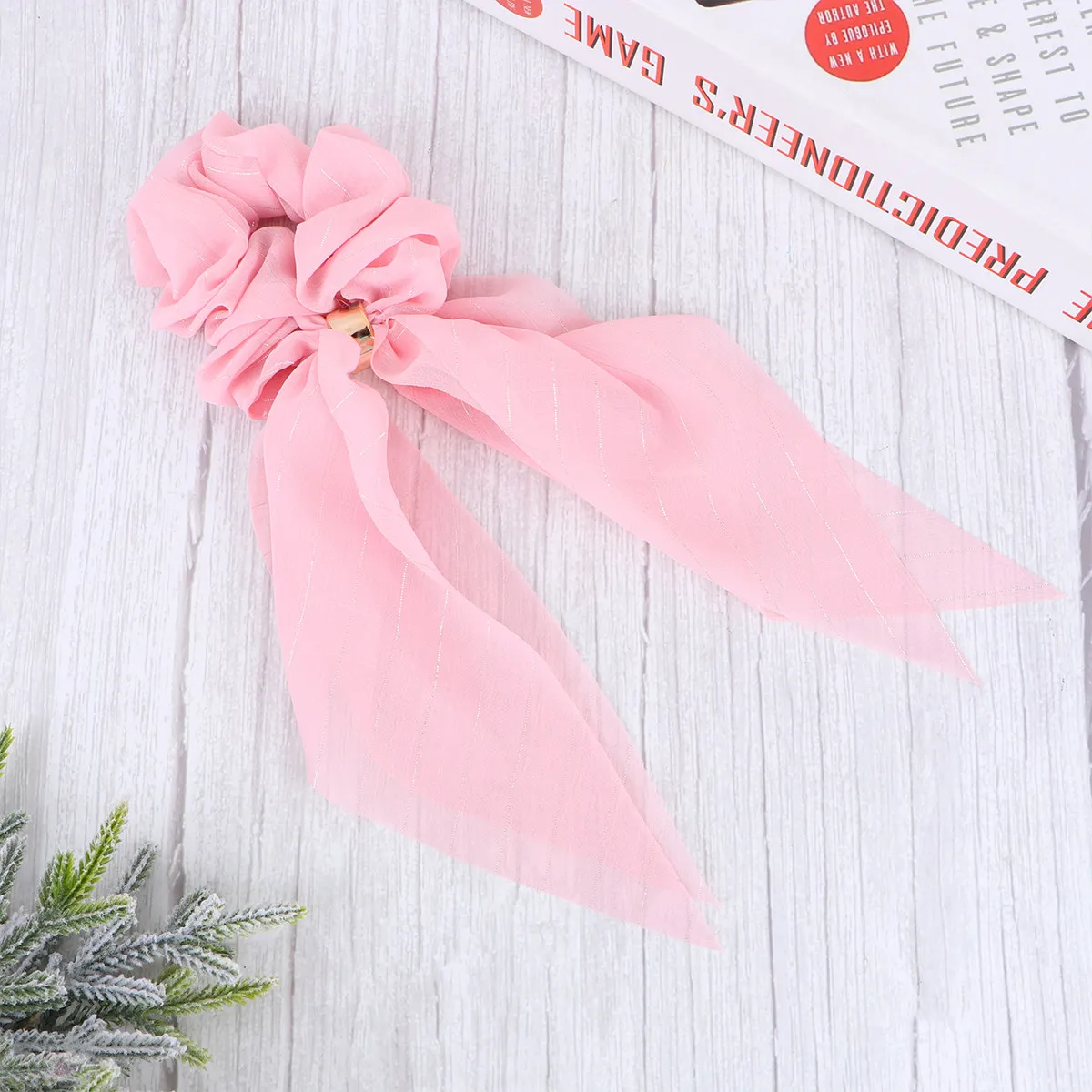 Stylish Pink Elastic Hair Rope Double-Layer Bowknot Buckle Design Perfect for Daily Wear and Special Occasions