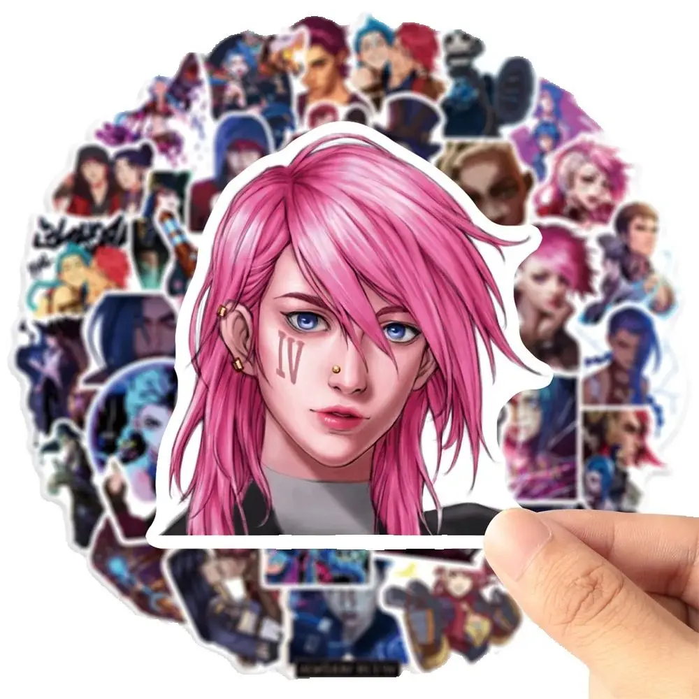 50PCS League of Legends Movie Fighting Two City Graffiti Stickers Laptop Waterproof Powder