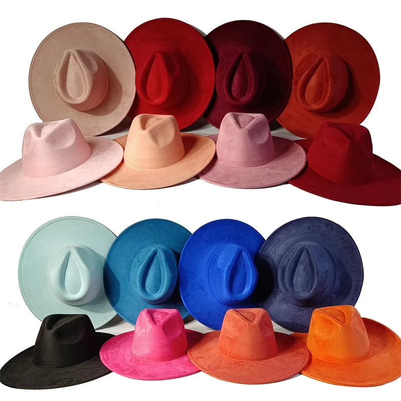 chapeu-fedora-de-camurca-com-acessorios-da-mesma-cor-chapeu-de-aba-larga-para-homens-e-mulheres-chapeu-panama-chapeau-homme-sombrero