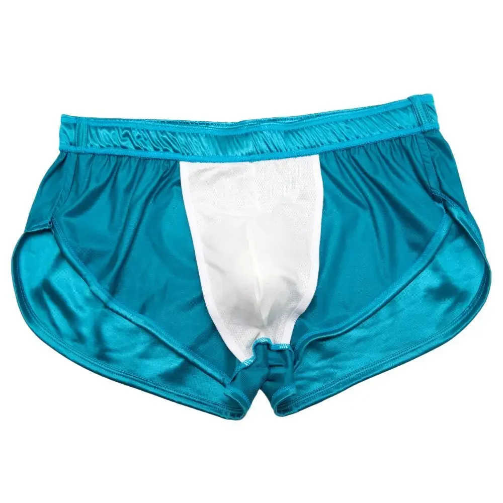 Herren sexy Pyjama Boxershorts glatte Seide Unterwäsche Männer Schlaf hosen Homewear Lounge Home Shorts männliche Höschen Boxer