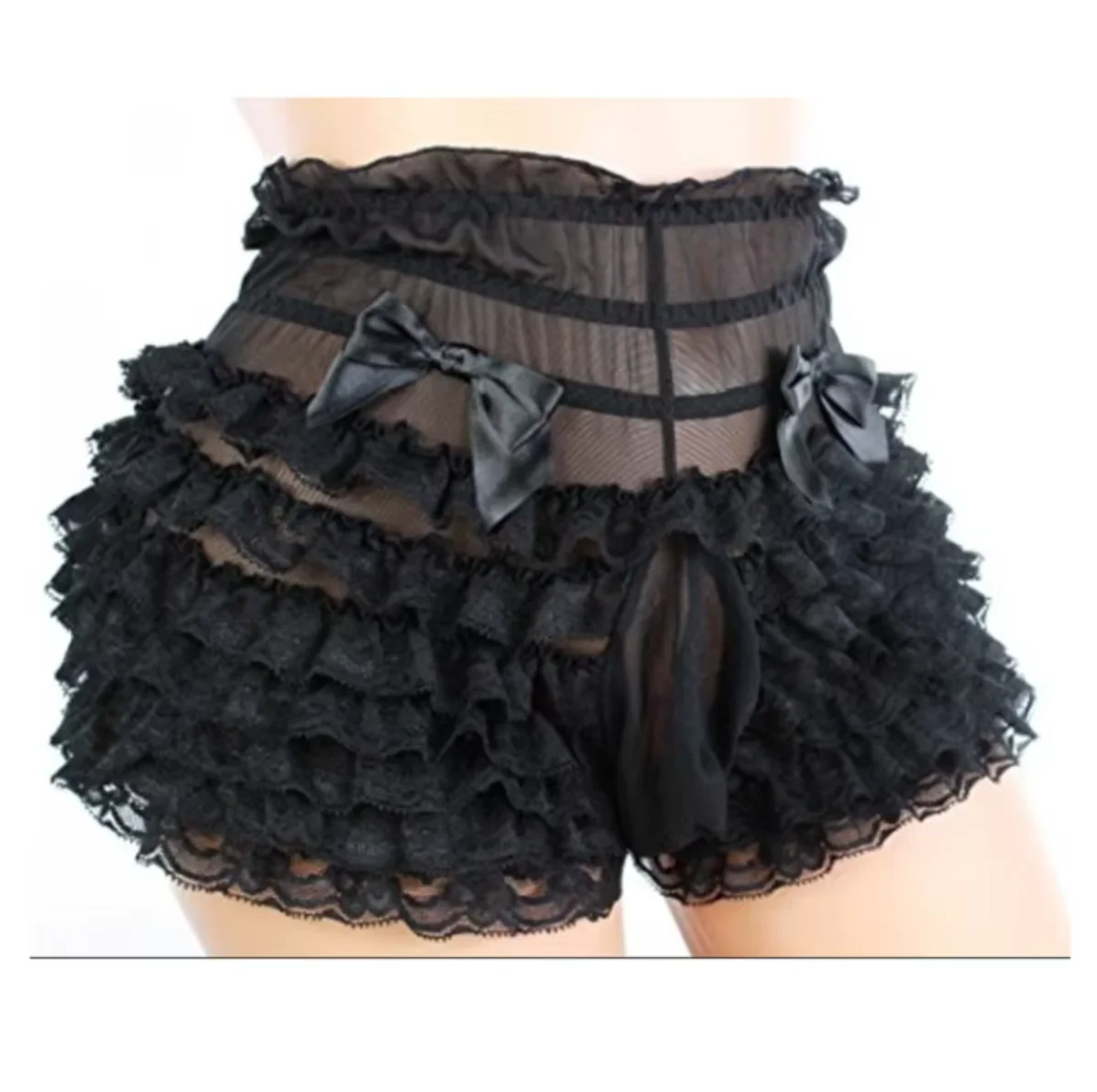 

French Sexy Adult Customized Paedophilic Crossdressing Sissy Pink Yarn Lace Bow Inlaid Four Corner Shorts