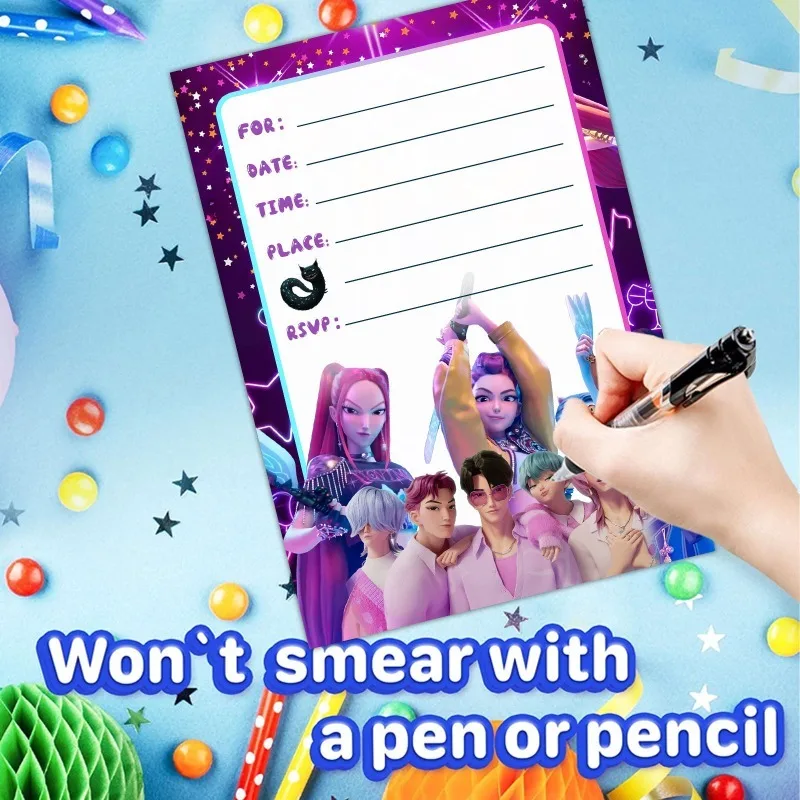 12 KPop Devil Hunter Party Invitation Cards Anime Children's Halloween Birthday Cards Party Invitation Cards