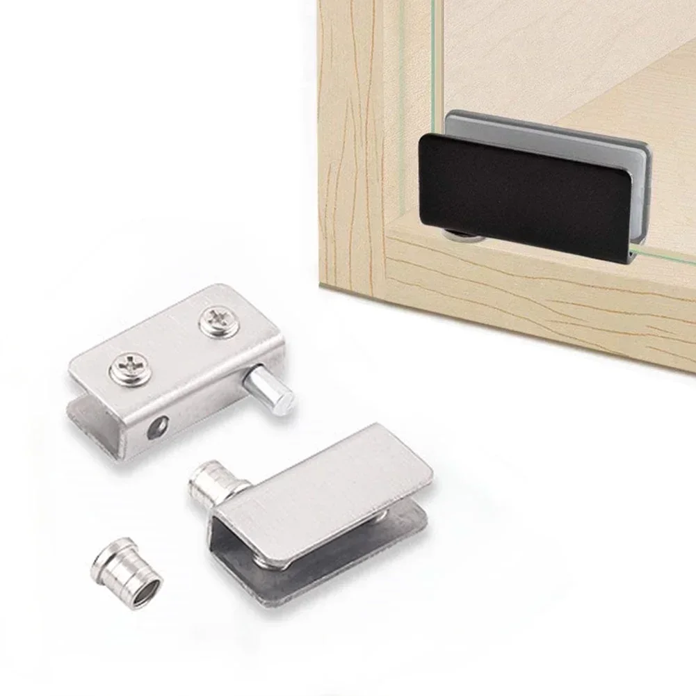 

1 пара шарнирных петель для стеклянной двери, зажим из нержавеющей стали, вращающийся вал, винный шкаф, вращающиеся петли, зажим, мебельная фурнитура