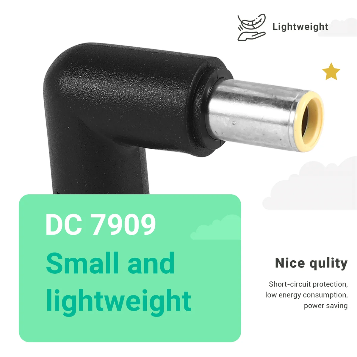 

【Ship Within】DC 7909 Male to DC 7909 Female Connector Power Adapter for Laptop Notebook, 90 Degree Right Angle Elbow