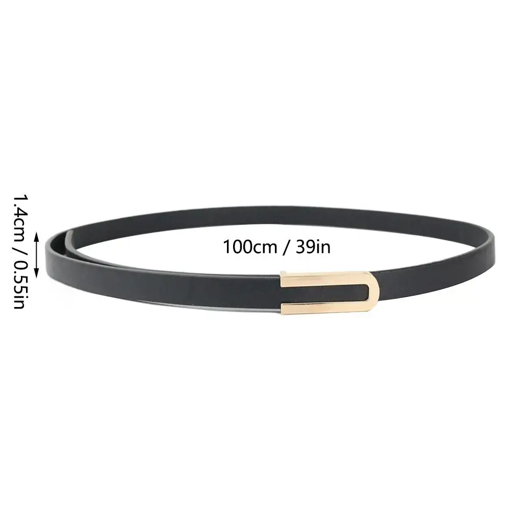 2025 Fashionable and Versatile Black Leather Thin Belt for Women, Decorative Dress Simple Korean Style Suit  White Small Belt