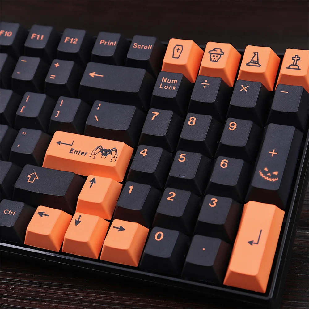 Halloween keycaps black PBT thermal sublimation complete set, original factory height compatible mechanical keyboards