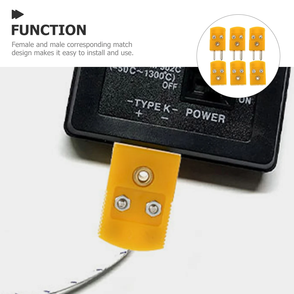 

3 Sets K Type Thermocouple Wire Connector Plastic Male Female Adapter Plug Durable Temperature Sensor Joint Electrical Equipment