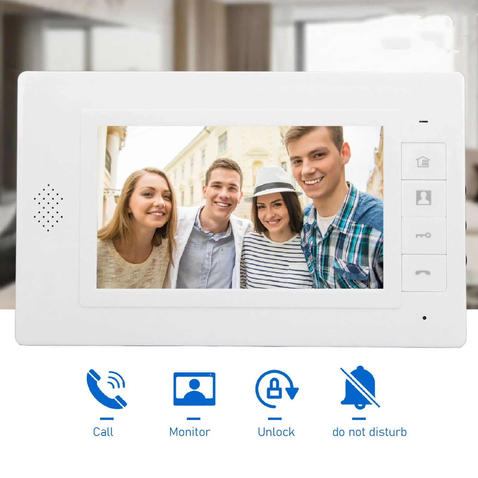 Video Intercom System 7 Inch  Monitors and 1 Night Vision Camera 2 Way Call Visual Doorbell Video Intercom System